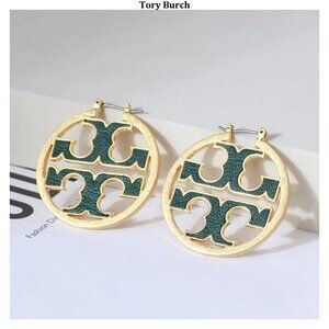 Tory Burch gold and green earrings